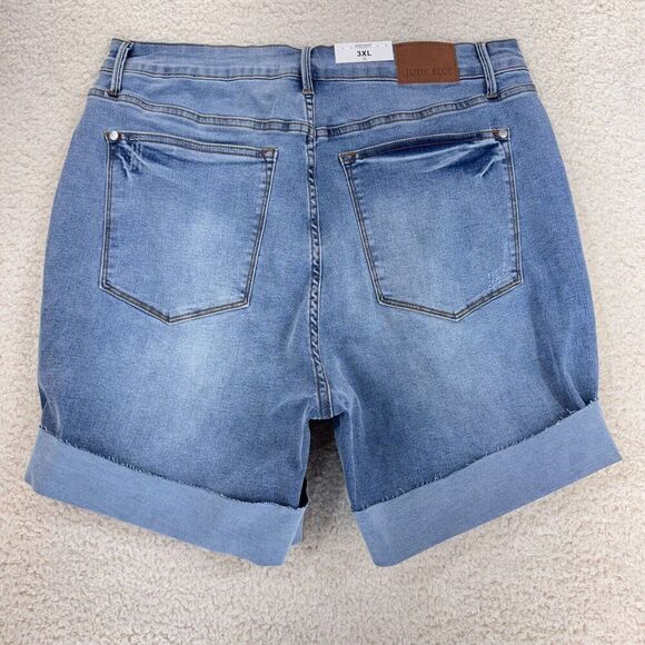 Judy Blue Denim Shorts High Rise Cuffed Hem Women 3XL Stretch Tummy Control - Picture 2 of 13